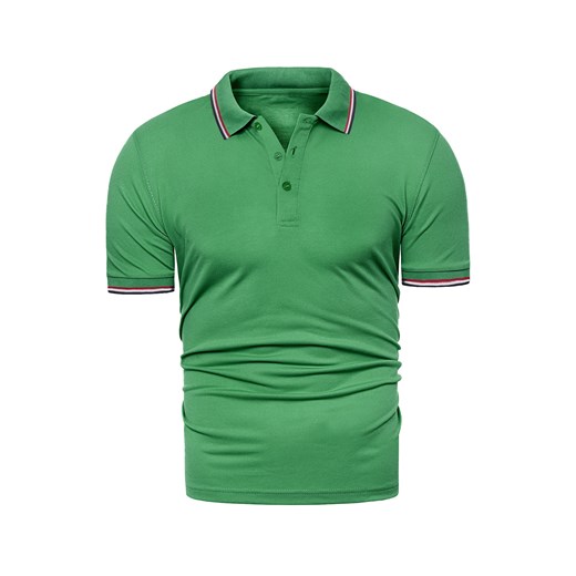 T-shirt męski Risardi zielony gładki 
