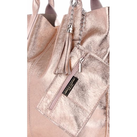 Shopper bag Genuine Leather lakierowana z frędzlami 
