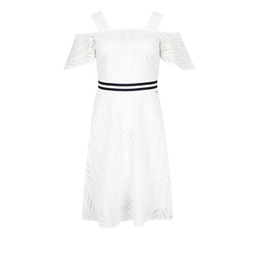 Biała sukienka Armani z odkrytymi ramionami z krótkim rękawem na co dzień 