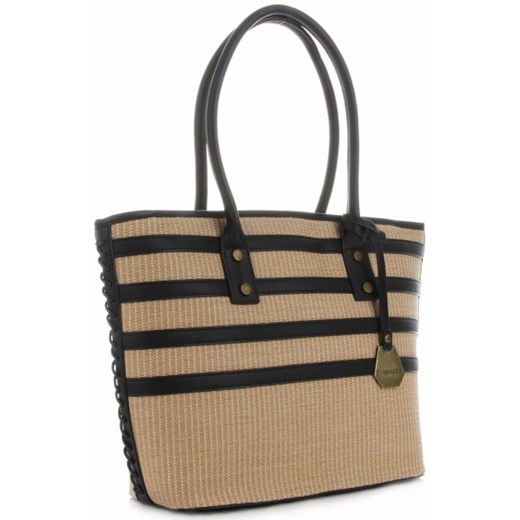 Shopper bag Diana&Co z breloczkiem brązowa do ręki 