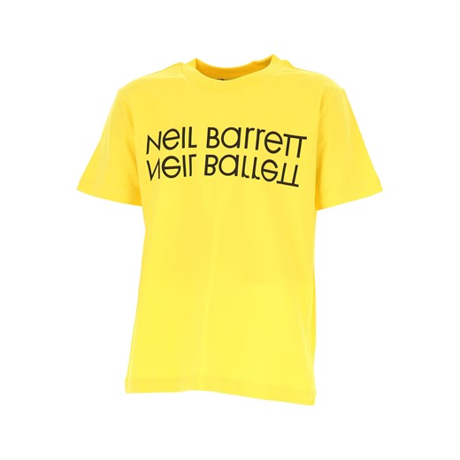 T-shirt chłopięce żółty Neil Barrett z krótkim rękawem 