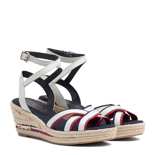 Espadryle damskie Tommy Hilfiger eleganckie z klamrą na koturnie 