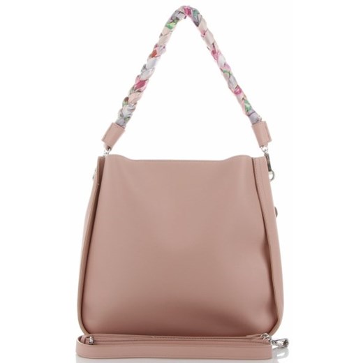 Różowa shopper bag Diana&Co bez dodatków na ramię tkaninowa mieszcząca a7 
