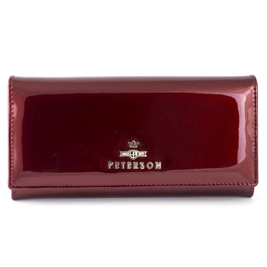 Czerwony lakierowany damski portfel skórzany Peterson BC 467 A R