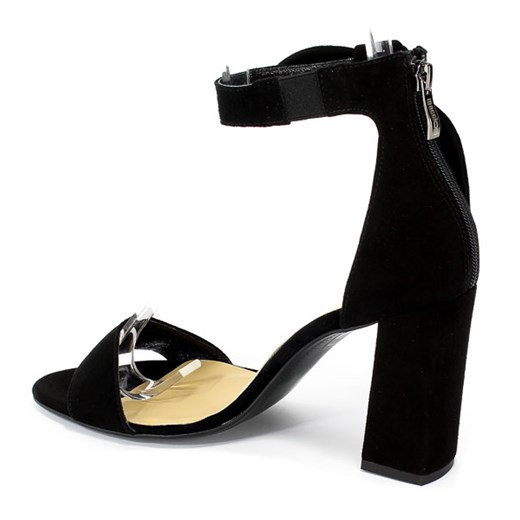 Sandały damskie Maccioni czarne eleganckie na wysokim obcasie bez wzorów skórzane 