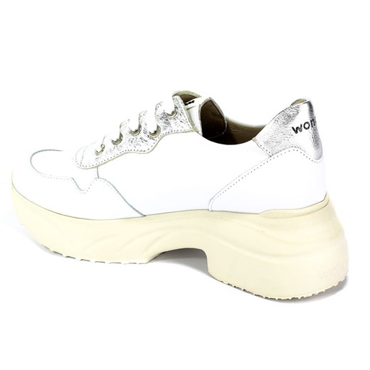 Sneakersy damskie Wonders białe skórzane sznurowane