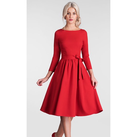 Czerwona sukienka Livia Clue na randkę z długimi rękawami 