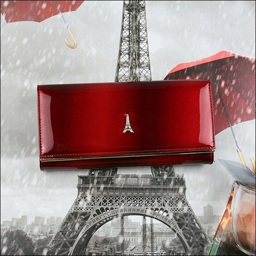 Skórzany lakierowany portfel damski czerwony Paris Design 72401  Paris Design uniwersalny Skorzana.com