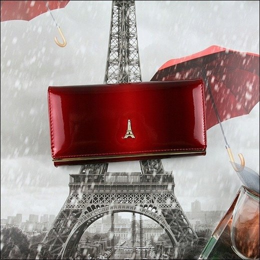 Skórzany portfel damski lakierowany czerwony Paris Design 64003  Paris Design uniwersalny Skorzana.com