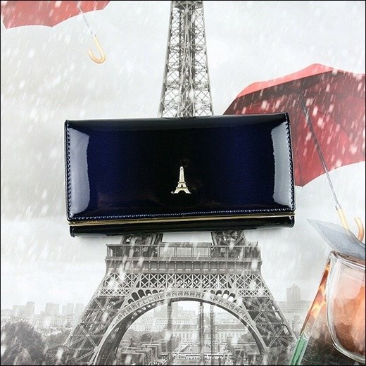 Skórzany portfel damski lakierowany granatowy Paris Design 64003 Paris Design  uniwersalny Skorzana.com