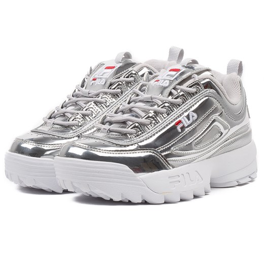 Sneakersy damskie Fila srebrne sznurowane na wiosnę sportowe