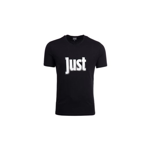 T-shirt męski czarny Just Cavalli z krótkimi rękawami w stylu młodzieżowym 