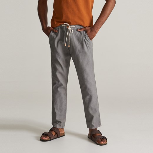 Reserved - Spodnie z lnu i bawełny - Szary  Reserved 34 