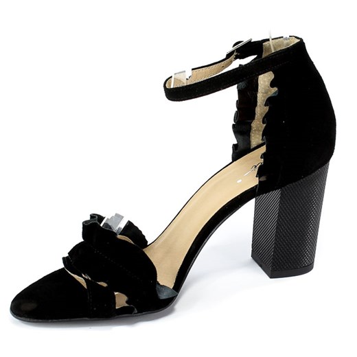 Sandały damskie Kati czarne ze skóry eleganckie z klamrą 