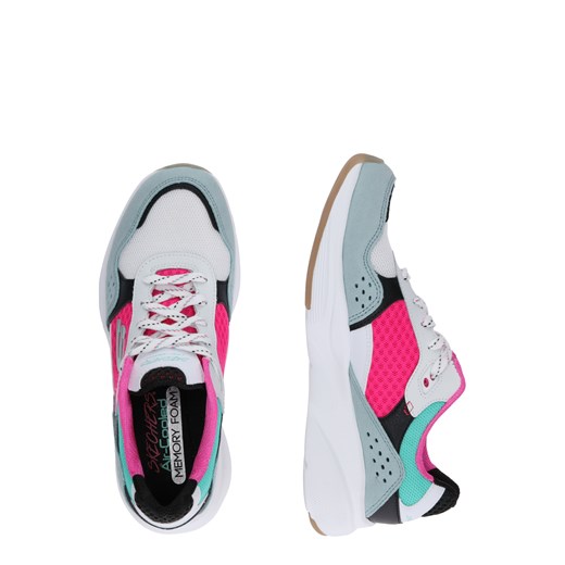 Buty sportowe damskie Skechers do biegania młodzieżowe wiązane zamszowe bez wzorów na płaskiej podeszwie 