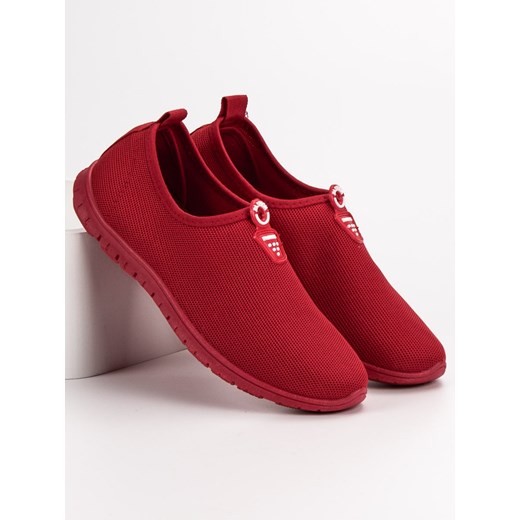 Buty sportowe damskie CzasNaButy w stylu młodzieżowym czerwone bez zapięcia bez wzorów na płaskiej podeszwie 