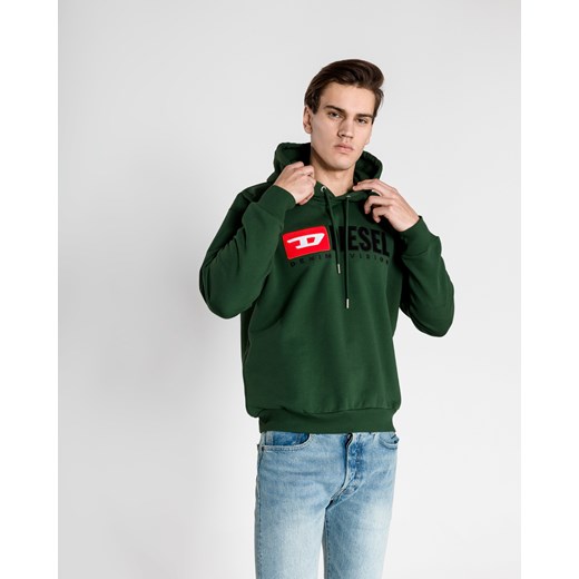 Bluza męska Diesel bawełniana z napisem zielona na jesień 
