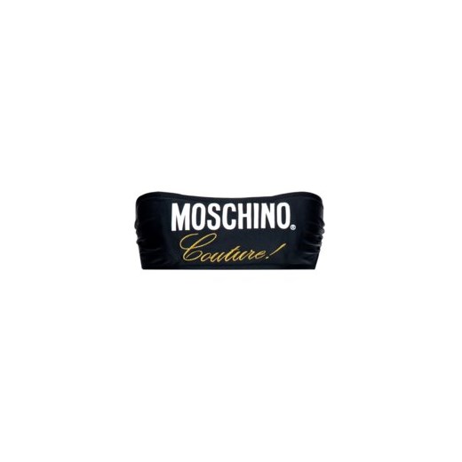 Strój kąpielowy Moschino do figury z małym biustem czarny z napisami 