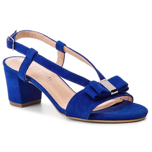 Niebieskie sandały damskie Sergio Bardi ze skóry z klamrą bez wzorów na obcasie na średnim eleganckie 