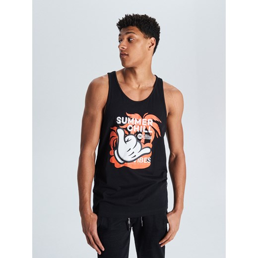 Cropp - Tank top z grafiką - czarny ze sklepu Cropp w kategorii T-shirty męskie - zdjęcie 66369471