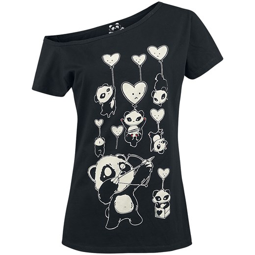 Bluzka damska Killer Panda z krótkim rękawem z bawełny czarna 