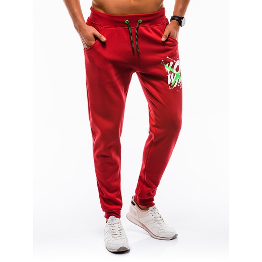 Spodnie męskie dresowe 823P - czerwone Edoti.com  L 