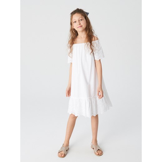 Sukienka dziewczęca biała Reserved bawełniana 