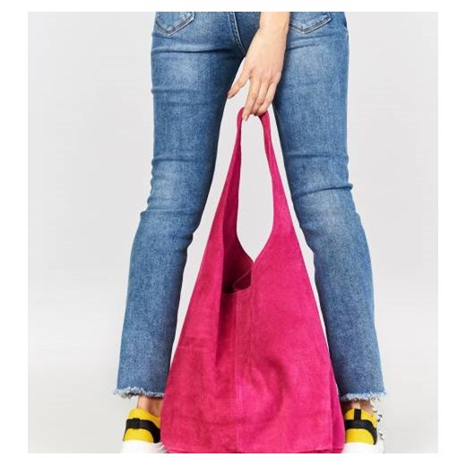 Shopper bag Lu Boo bez dodatków duża na ramię wakacyjna zamszowa 