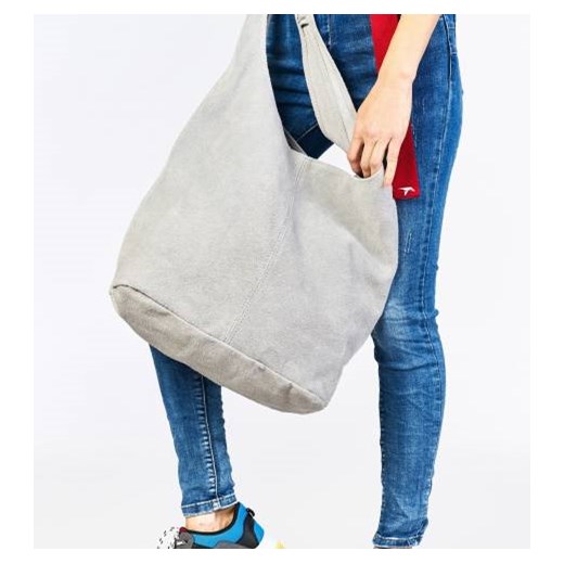 Shopper bag Lu Boo bez dodatków na ramię skórzana średnia 
