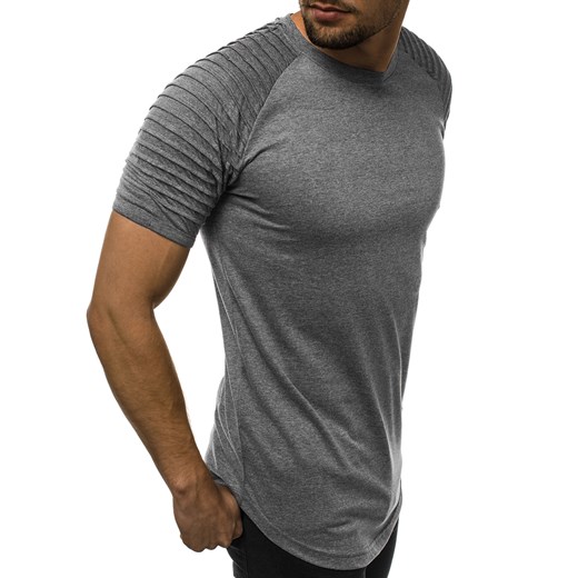 T-shirt męski Ozonee bez wzorów szary 