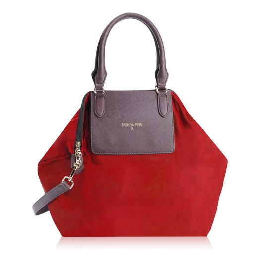Shopper bag Patrizia Pepe duża czerwona bez dodatków 