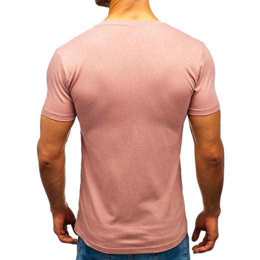 Różowy t-shirt męski Denley z krótkim rękawem młodzieżowy 