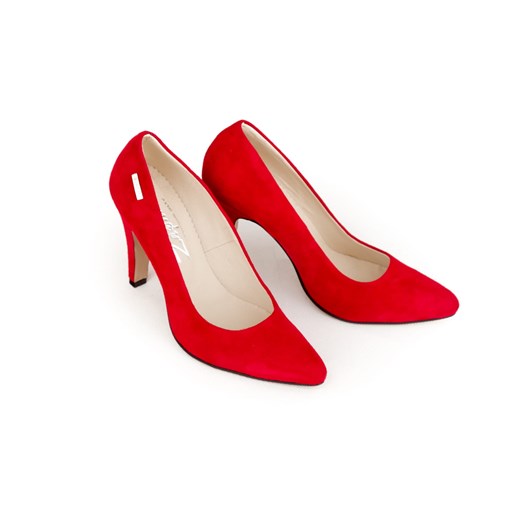 Czółenka czerwone Zapato w nadruki eleganckie bez zapięcia z okrągłym noskiem 