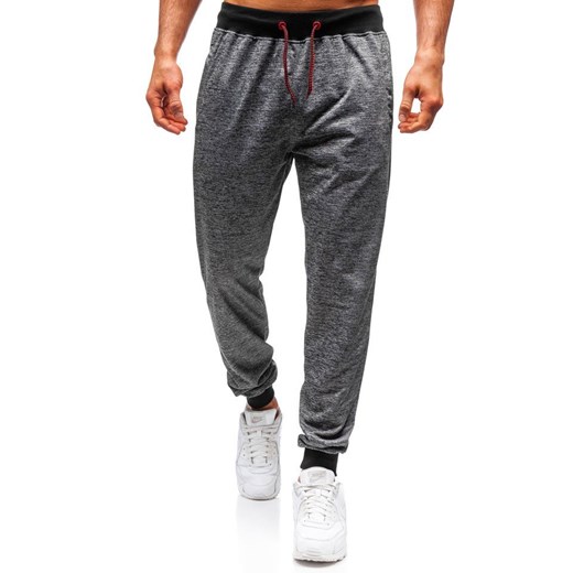 Spodnie dresowe joggery męskie grafitowe Denley YY002 Denley  M  promocyjna cena 