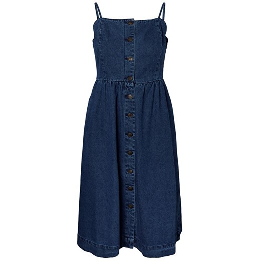 Vero Moda Sukienka damska Flavia Strap Button Midi Dress MediumBlueDenim (rozmiar L), BEZPŁATNY ODBIÓR: WROCŁAW!