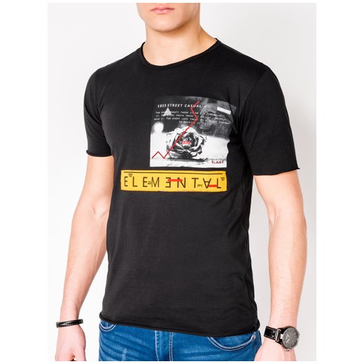 T-shirt męski z nadrukiem S985 - czarny