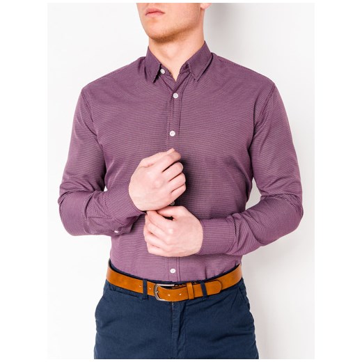 Koszula męska elegancka z długim rękawem K410 - fioletowa