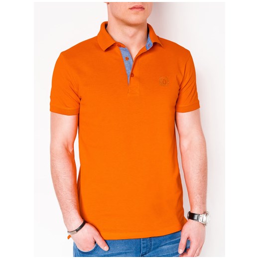 Koszulka męska polo bez nadruku S837 - pomarańczowa