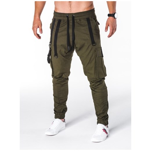 Spodnie męskie joggery P716 - khaki