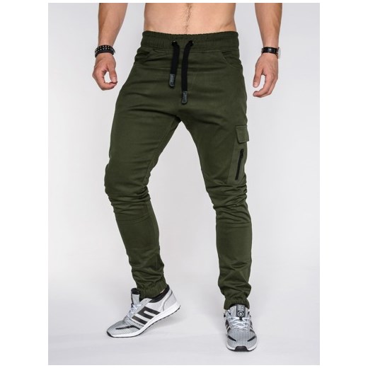 Spodnie męskie joggery P391 - zielone