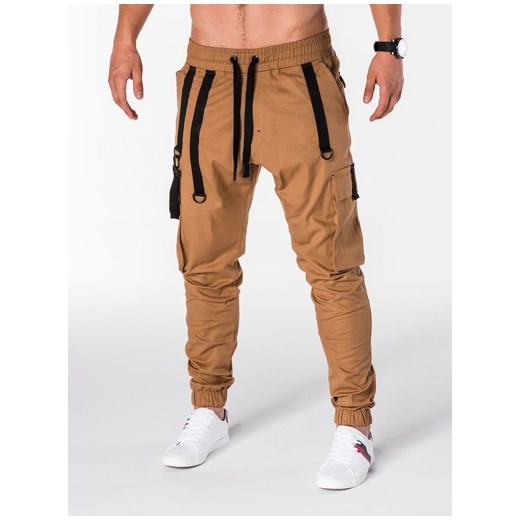 Spodnie męskie joggery P716 - rude