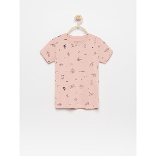 Reserved - T-shirt z nadrukiem - Różowy Reserved  104 