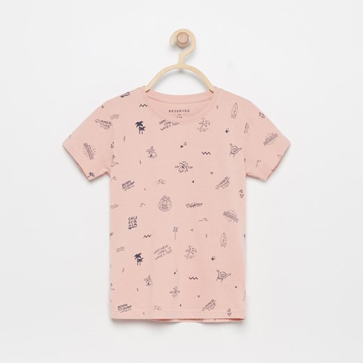 Reserved - T-shirt z nadrukiem - Różowy  Reserved 116 