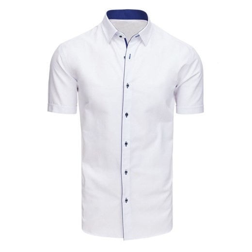 Koszula męska elegancka z krótkim rękawem biała (kx0879) Dstreet  XL  promocyjna cena 