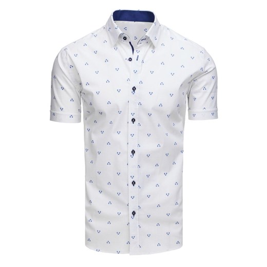 Koszula męska elegancka we wzory z krótkim rękawem biała (kx0869)  Dstreet XL wyprzedaż  