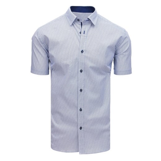 Koszula męska elegancka we wzory z krótkim rękawem biała(kx0887) Dstreet  XL wyprzedaż  