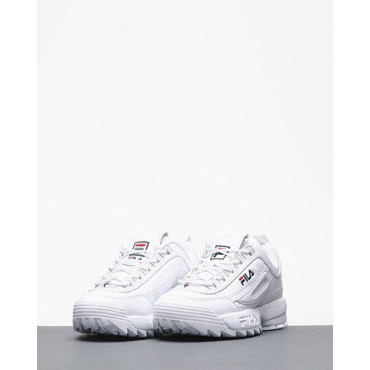 Sneakersy damskie białe Fila bez wzorów sznurowane ze skóry na platformie 