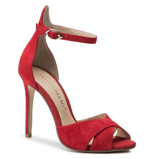 Sandały damskie Bruno Premi czerwone na wysokim obcasie z tworzywa sztucznego na 