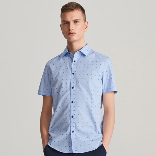 Reserved - Koszula slim fit z drobnym wzorem - Niebieski