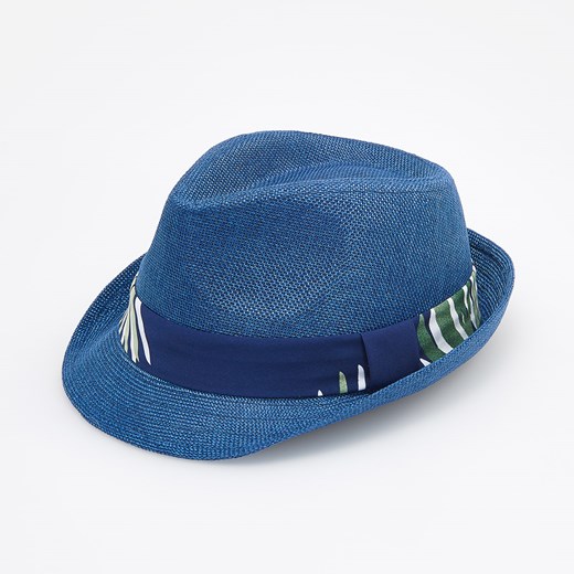 Reserved - Pleciony kapelusz - Granatowy
